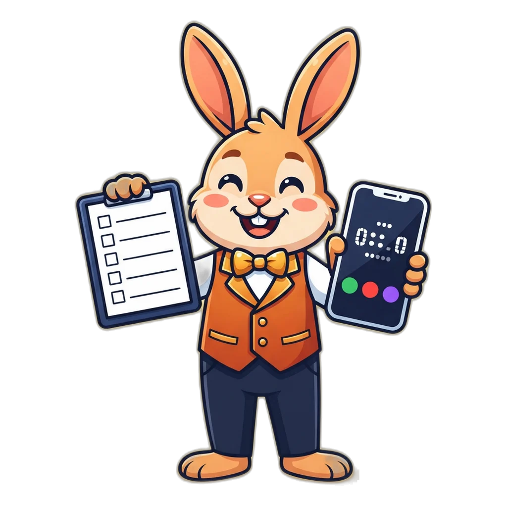 Rabbit mascot showing how to play colour prediction step by step